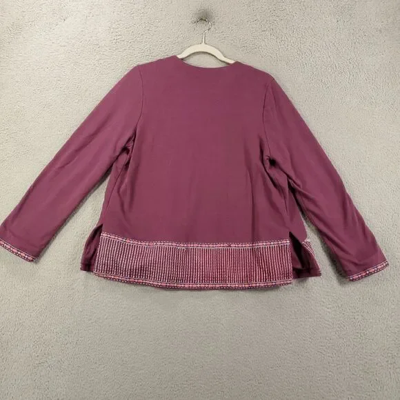 Soft Surroundings Cardigan Jacket Womens Small Purple Blazer Embroidered Flowers - Picture 13 of 13
